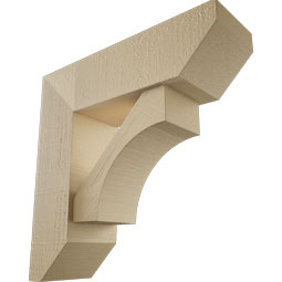 Ekena Millwork - BKTUR0554X18X18WTL06RCPR - Timberthane Faux Wood Westlake Style Bracket w/ Offset Brace, Slat Ends, 5 1/2"W x 18"D x 18"H, Primed Tan