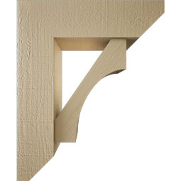 Ekena Millwork - BKTUR0554X18X22WTL06RCPR - Timberthane Faux Wood Westlake Style Bracket w/ Offset Brace, Slat Ends, 5 1/2"W x 18"D x 22"H, Primed Tan