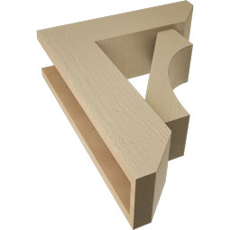 Ekena Millwork - BKTUR0554X18X22WTL06RCPR - Timberthane Faux Wood Westlake Style Bracket w/ Offset Brace, Slat Ends, 5 1/2"W x 18"D x 22"H, Primed Tan