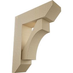 Ekena Millwork - BKTUR0554X18X22WTL06RCPR - Timberthane Faux Wood Westlake Style Bracket w/ Offset Brace, Slat Ends, 5 1/2"W x 18"D x 22"H, Primed Tan