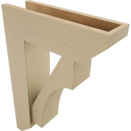 Ekena Millwork - BKTUR0554X18X26WTL06RCPR - Timberthane Faux Wood Westlake Style Bracket w/ Offset Brace, Slat Ends, 5 1/2"W x 18"D x 26"H, Primed Tan