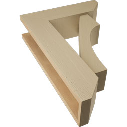 Ekena Millwork - BKTUR0554X18X26WTL06RCPR - Timberthane Faux Wood Westlake Style Bracket w/ Offset Brace, Slat Ends, 5 1/2"W x 18"D x 26"H, Primed Tan