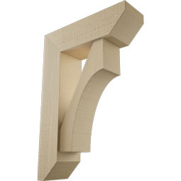 Ekena Millwork - BKTUR0554X18X26WTL06RCPR - Timberthane Faux Wood Westlake Style Bracket w/ Offset Brace, Slat Ends, 5 1/2"W x 18"D x 26"H, Primed Tan