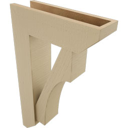 Ekena Millwork - BKTUR0554X18X30WTL06RCPR - Timberthane Faux Wood Westlake Style Bracket w/ Offset Brace, Slat Ends, 5 1/2"W x 18"D x 30"H, Primed Tan