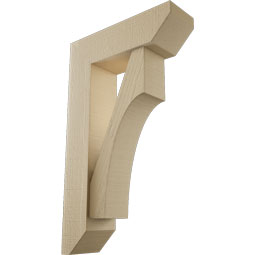 Ekena Millwork - BKTUR0554X18X30WTL06RCPR - Timberthane Faux Wood Westlake Style Bracket w/ Offset Brace, Slat Ends, 5 1/2"W x 18"D x 30"H, Primed Tan