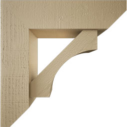 Ekena Millwork - BKTUR0554X20X20WTL06RCPR - Timberthane Faux Wood Westlake Style Bracket w/ Offset Brace, Slat Ends, 5 1/2"W x 20"D x 20"H, Primed Tan