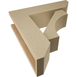 Ekena Millwork - BKTUR0554X20X20WTL06RCPR - Timberthane Faux Wood Westlake Style Bracket w/ Offset Brace, Slat Ends, 5 1/2"W x 20"D x 20"H, Primed Tan