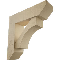 Ekena Millwork - BKTUR0554X20X20WTL06RCPR - Timberthane Faux Wood Westlake Style Bracket w/ Offset Brace, Slat Ends, 5 1/2"W x 20"D x 20"H, Primed Tan