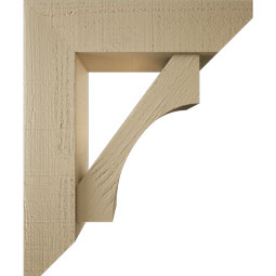Ekena Millwork - BKTUR0554X20X24WTL06RCPR - Timberthane Faux Wood Westlake Style Bracket w/ Offset Brace, Slat Ends, 5 1/2"W x 20"D x 24"H, Primed Tan