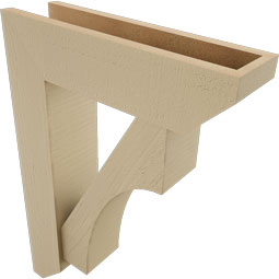 Ekena Millwork - BKTUR0554X20X28WTL06RCPR - Timberthane Faux Wood Westlake Style Bracket w/ Offset Brace, Slat Ends, 5 1/2"W x 20"D x 28"H, Primed Tan