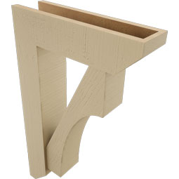 Ekena Millwork - BKTUR0554X20X32WTL06RCPR - Timberthane Faux Wood Westlake Style Bracket w/ Offset Brace, Slat Ends, 5 1/2"W x 20"D x 32"H, Primed Tan