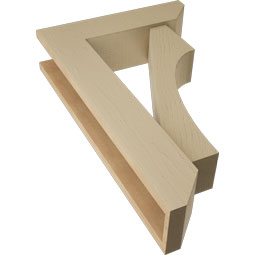 Ekena Millwork - BKTUR0554X20X32WTL06RCPR - Timberthane Faux Wood Westlake Style Bracket w/ Offset Brace, Slat Ends, 5 1/2"W x 20"D x 32"H, Primed Tan