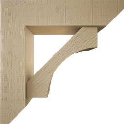 Ekena Millwork - BKTUR0554X22X22WTL06RCPR - Timberthane Faux Wood Westlake Style Bracket w/ Offset Brace, Slat Ends, 5 1/2"W x 22"D x 22"H, Primed Tan
