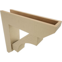 Ekena Millwork - BKTUR0554X22X22WTL06RCPR - Timberthane Faux Wood Westlake Style Bracket w/ Offset Brace, Slat Ends, 5 1/2"W x 22"D x 22"H, Primed Tan