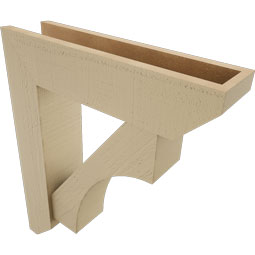 Ekena Millwork - BKTUR0554X22X26WTL06RCPR - Timberthane Faux Wood Westlake Style Bracket w/ Offset Brace, Slat Ends, 5 1/2"W x 22"D x 26"H, Primed Tan