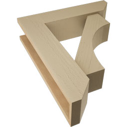 Ekena Millwork - BKTUR0554X22X26WTL06RCPR - Timberthane Faux Wood Westlake Style Bracket w/ Offset Brace, Slat Ends, 5 1/2"W x 22"D x 26"H, Primed Tan