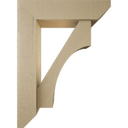 Ekena Millwork - BKTUR0554X22X30WTL06RCPR - Timberthane Faux Wood Westlake Style Bracket w/ Offset Brace, Slat Ends, 5 1/2"W x 22"D x 30"H, Primed Tan