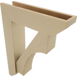 Ekena Millwork - BKTUR0554X22X30WTL06RCPR - Timberthane Faux Wood Westlake Style Bracket w/ Offset Brace, Slat Ends, 5 1/2"W x 22"D x 30"H, Primed Tan