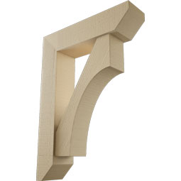 Ekena Millwork - BKTUR0554X22X30WTL06RCPR - Timberthane Faux Wood Westlake Style Bracket w/ Offset Brace, Slat Ends, 5 1/2"W x 22"D x 30"H, Primed Tan