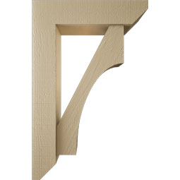 Ekena Millwork - BKTUR0554X22X34WTL06RCPR - Timberthane Faux Wood Westlake Style Bracket w/ Offset Brace, Slat Ends, 5 1/2"W x 22"D x 34"H, Primed Tan