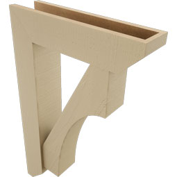 Ekena Millwork - BKTUR0554X22X34WTL06RCPR - Timberthane Faux Wood Westlake Style Bracket w/ Offset Brace, Slat Ends, 5 1/2"W x 22"D x 34"H, Primed Tan