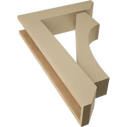 Ekena Millwork - BKTUR0554X22X34WTL06RCPR - Timberthane Faux Wood Westlake Style Bracket w/ Offset Brace, Slat Ends, 5 1/2"W x 22"D x 34"H, Primed Tan