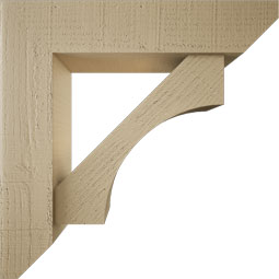Ekena Millwork - BKTUR0554X24X24WTL06RCPR - Timberthane Faux Wood Westlake Style Bracket w/ Offset Brace, Slat Ends, 5 1/2"W x 24"D x 24"H, Primed Tan