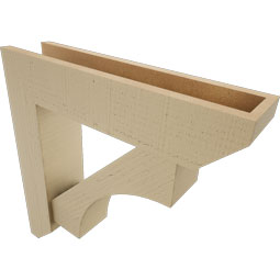 Ekena Millwork - BKTUR0554X24X24WTL06RCPR - Timberthane Faux Wood Westlake Style Bracket w/ Offset Brace, Slat Ends, 5 1/2"W x 24"D x 24"H, Primed Tan