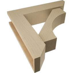 Ekena Millwork - BKTUR0554X24X24WTL06RCPR - Timberthane Faux Wood Westlake Style Bracket w/ Offset Brace, Slat Ends, 5 1/2"W x 24"D x 24"H, Primed Tan