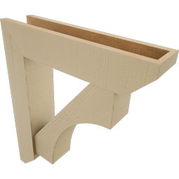 Ekena Millwork - BKTUR0554X24X28WTL06RCPR - Timberthane Faux Wood Westlake Style Bracket w/ Offset Brace, Slat Ends, 5 1/2"W x 24"D x 28"H, Primed Tan