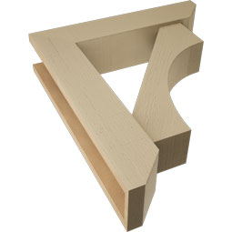 Ekena Millwork - BKTUR0554X24X28WTL06RCPR - Timberthane Faux Wood Westlake Style Bracket w/ Offset Brace, Slat Ends, 5 1/2"W x 24"D x 28"H, Primed Tan