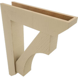 Ekena Millwork - BKTUR0554X24X32WTL06RCPR - Timberthane Faux Wood Westlake Style Bracket w/ Offset Brace, Slat Ends, 5 1/2"W x 24"D x 32"H, Primed Tan