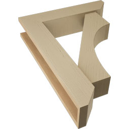 Ekena Millwork - BKTUR0554X24X32WTL06RCPR - Timberthane Faux Wood Westlake Style Bracket w/ Offset Brace, Slat Ends, 5 1/2"W x 24"D x 32"H, Primed Tan