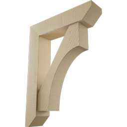 Ekena Millwork - BKTUR0554X24X32WTL06RCPR - Timberthane Faux Wood Westlake Style Bracket w/ Offset Brace, Slat Ends, 5 1/2"W x 24"D x 32"H, Primed Tan