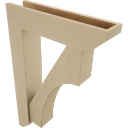 Ekena Millwork - BKTUR0554X24X36WTL06RCPR - Timberthane Faux Wood Westlake Style Bracket w/ Offset Brace, Slat Ends, 5 1/2"W x 24"D x 36"H, Primed Tan