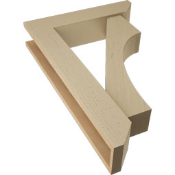 Ekena Millwork - BKTUR0554X24X36WTL06RCPR - Timberthane Faux Wood Westlake Style Bracket w/ Offset Brace, Slat Ends, 5 1/2"W x 24"D x 36"H, Primed Tan