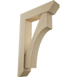 Ekena Millwork - BKTUR0554X24X36WTL06RCPR - Timberthane Faux Wood Westlake Style Bracket w/ Offset Brace, Slat Ends, 5 1/2"W x 24"D x 36"H, Primed Tan