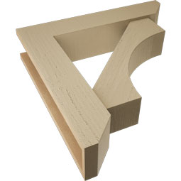Ekena Millwork - BKTUR0554X26X26WTL06RCPR - Timberthane Faux Wood Westlake Style Bracket w/ Offset Brace, Slat Ends, 5 1/2"W x 26"D x 26"H, Primed Tan