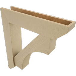 Ekena Millwork - BKTUR0554X26X30WTL06RCPR - Timberthane Faux Wood Westlake Style Bracket w/ Offset Brace, Slat Ends, 5 1/2"W x 26"D x 30"H, Primed Tan