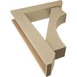 Ekena Millwork - BKTUR0554X26X34WTL06RCPR - Timberthane Faux Wood Westlake Style Bracket w/ Offset Brace, Slat Ends, 5 1/2"W x 26"D x 34"H, Primed Tan