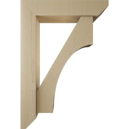 Ekena Millwork - BKTUR0554X26X38WTL06RCPR - Timberthane Faux Wood Westlake Style Bracket w/ Offset Brace, Slat Ends, 5 1/2"W x 26"D x 38"H, Primed Tan