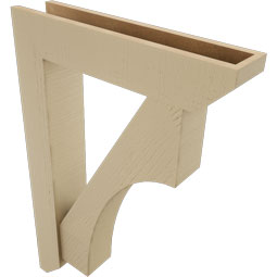 Ekena Millwork - BKTUR0554X26X38WTL06RCPR - Timberthane Faux Wood Westlake Style Bracket w/ Offset Brace, Slat Ends, 5 1/2"W x 26"D x 38"H, Primed Tan
