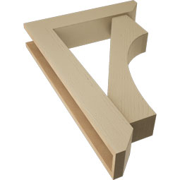 Ekena Millwork - BKTUR0554X26X38WTL06RCPR - Timberthane Faux Wood Westlake Style Bracket w/ Offset Brace, Slat Ends, 5 1/2"W x 26"D x 38"H, Primed Tan