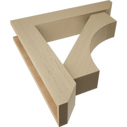 Ekena Millwork - BKTUR0554X28X28WTL06RCPR - Timberthane Faux Wood Westlake Style Bracket w/ Offset Brace, Slat Ends, 5 1/2"W x 28"D x 28"H, Primed Tan