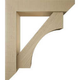 Ekena Millwork - BKTUR0554X28X32WTL06RCPR - Timberthane Faux Wood Westlake Style Bracket w/ Offset Brace, Slat Ends, 5 1/2"W x 28"D x 32"H, Primed Tan