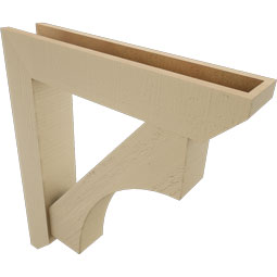 Ekena Millwork - BKTUR0554X28X32WTL06RCPR - Timberthane Faux Wood Westlake Style Bracket w/ Offset Brace, Slat Ends, 5 1/2"W x 28"D x 32"H, Primed Tan