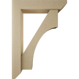 Ekena Millwork - BKTUR0554X28X40WTL06RCPR - Timberthane Faux Wood Westlake Style Bracket w/ Offset Brace, Slat Ends, 5 1/2"W x 28"D x 40"H, Primed Tan