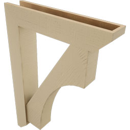 Ekena Millwork - BKTUR0554X28X40WTL06RCPR - Timberthane Faux Wood Westlake Style Bracket w/ Offset Brace, Slat Ends, 5 1/2"W x 28"D x 40"H, Primed Tan