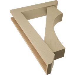 Ekena Millwork - BKTUR0554X28X40WTL06RCPR - Timberthane Faux Wood Westlake Style Bracket w/ Offset Brace, Slat Ends, 5 1/2"W x 28"D x 40"H, Primed Tan