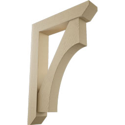 Ekena Millwork - BKTUR0554X28X40WTL06RCPR - Timberthane Faux Wood Westlake Style Bracket w/ Offset Brace, Slat Ends, 5 1/2"W x 28"D x 40"H, Primed Tan
